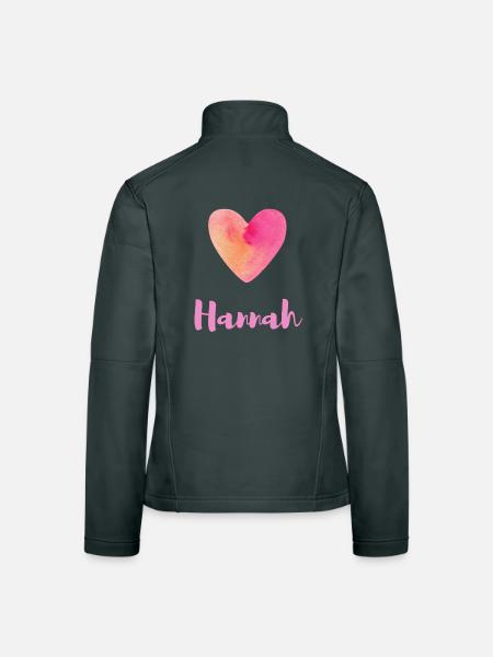 Hannah Rosa Herz Feminines Mädchen Outfit Tee - Frauen Softshelljacke - Dunkelgrau - Hinten