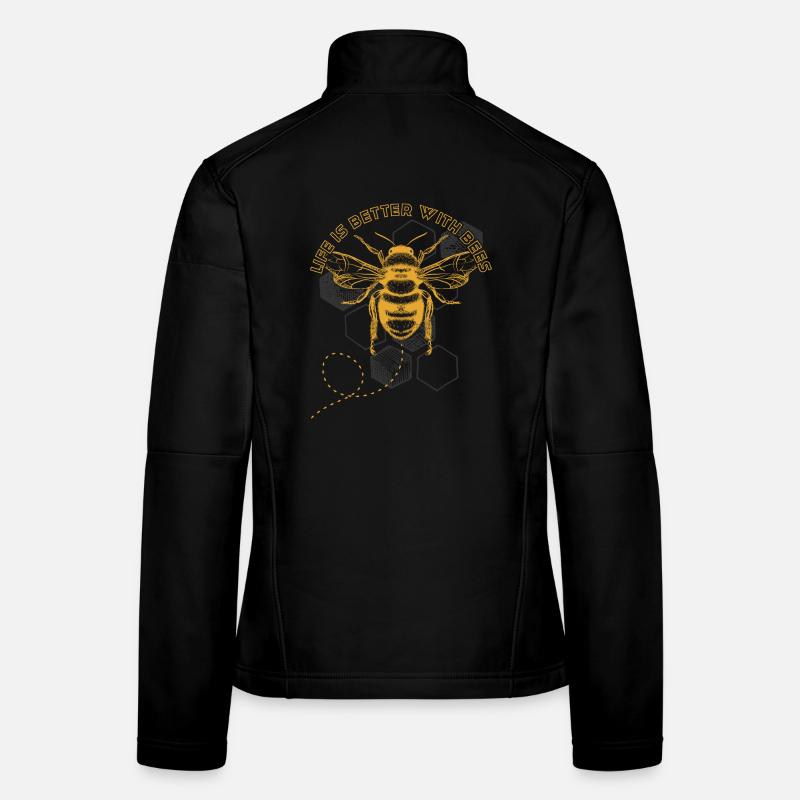 Bee Hex Grid: Life is Better with Bees Women's Softshell Jacket