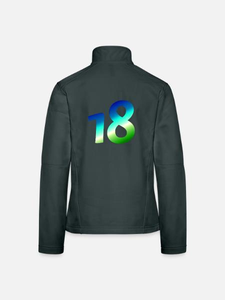 kleidung geburtstag, 18 karibischer Farbverlauf - Frauen Softshelljacke - Schwarz - Hinten