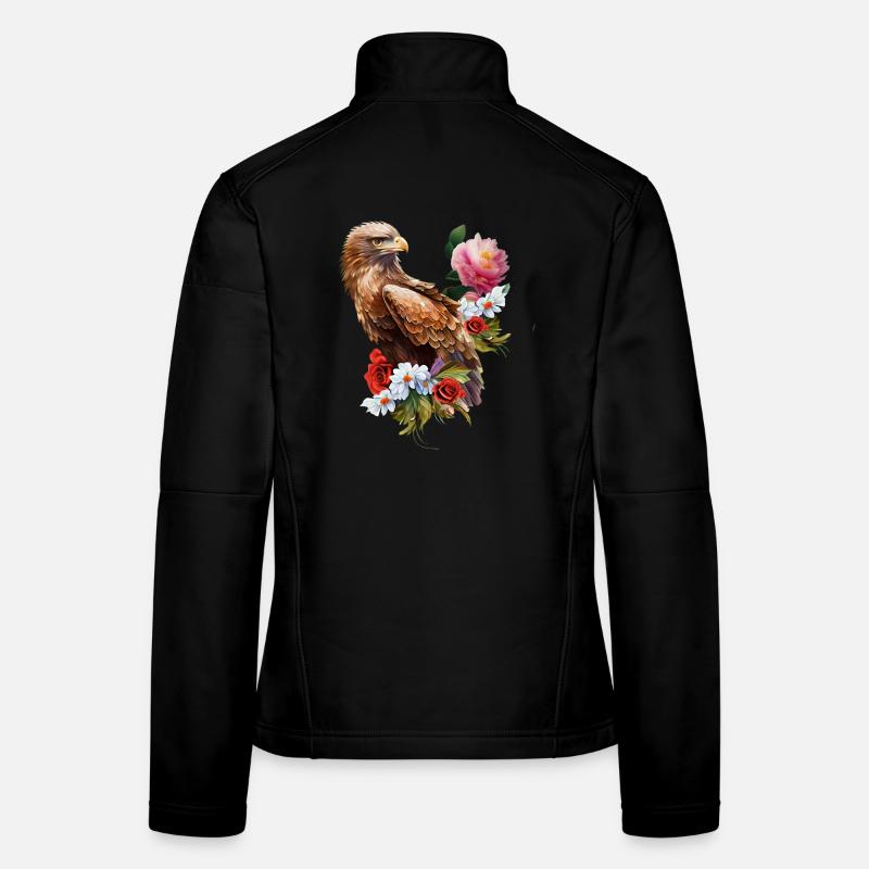 Wonderful eagle with flowers. Women's Softshell Jacket