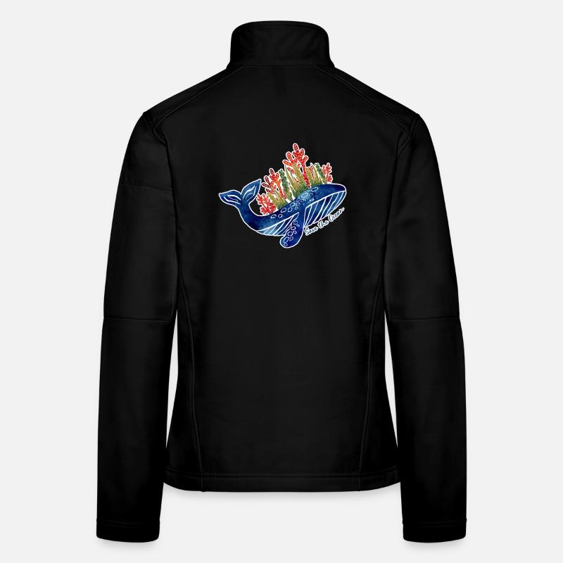 Illustration de baleine avec du corail | Protéger la mer Veste en tissu softshell Femme
