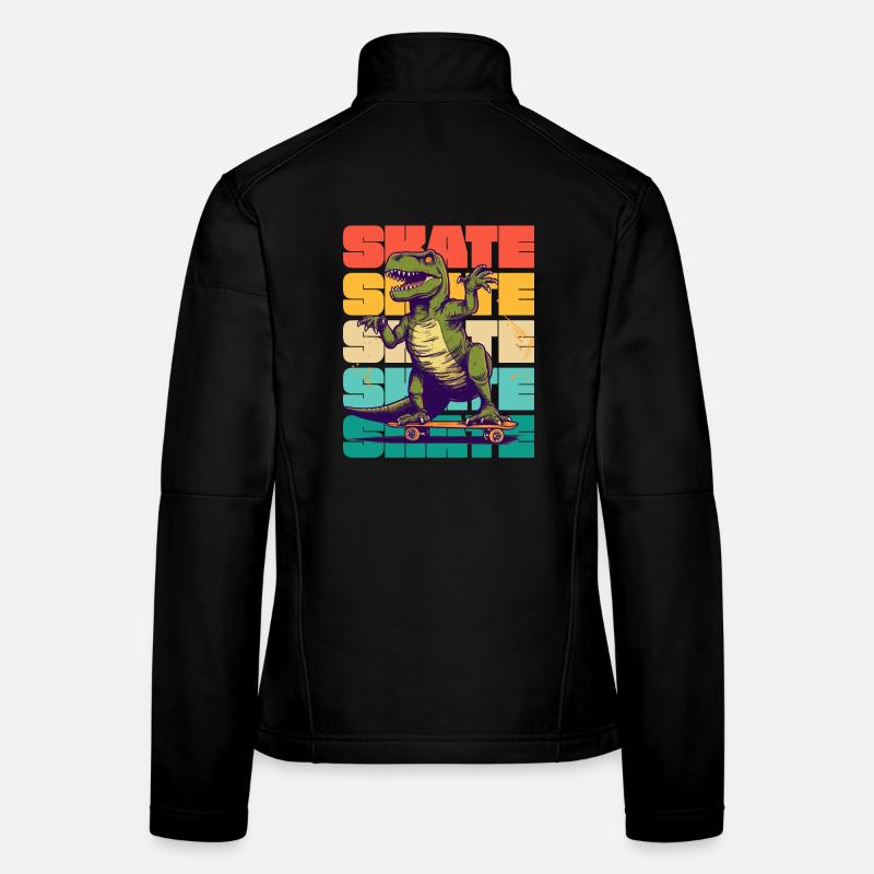 Skateboard Cool Skateboarder T Rex Dinosaur Veste en tissu softshell Femme