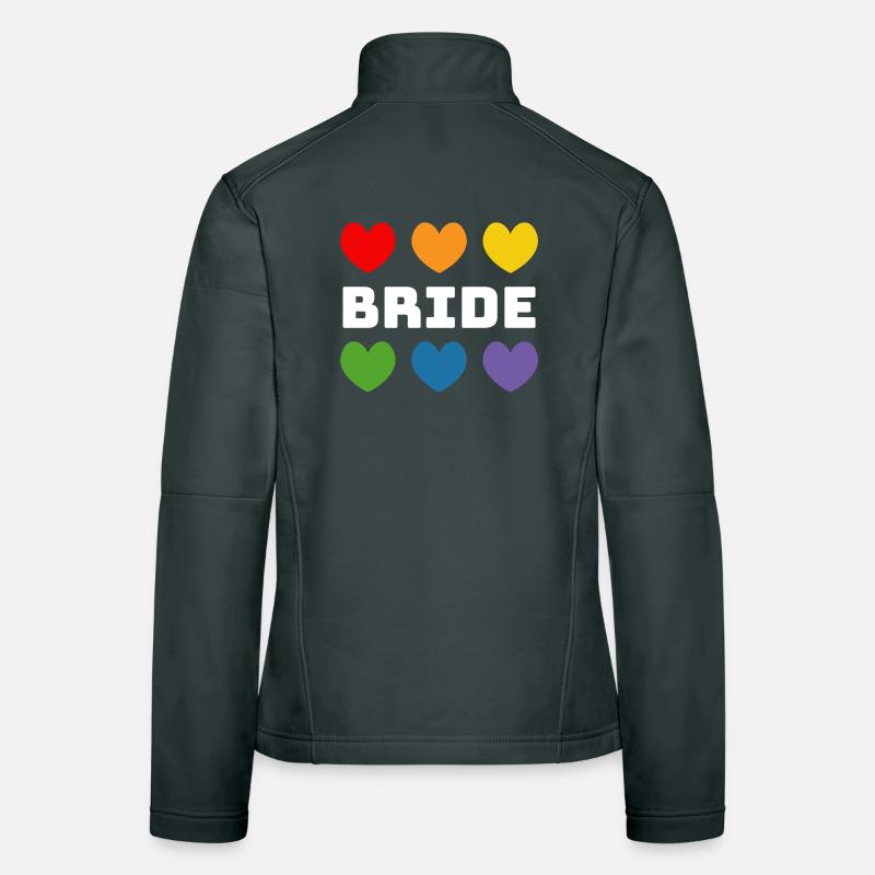 Rainbow heart Bride white Women's Softshell Jacket