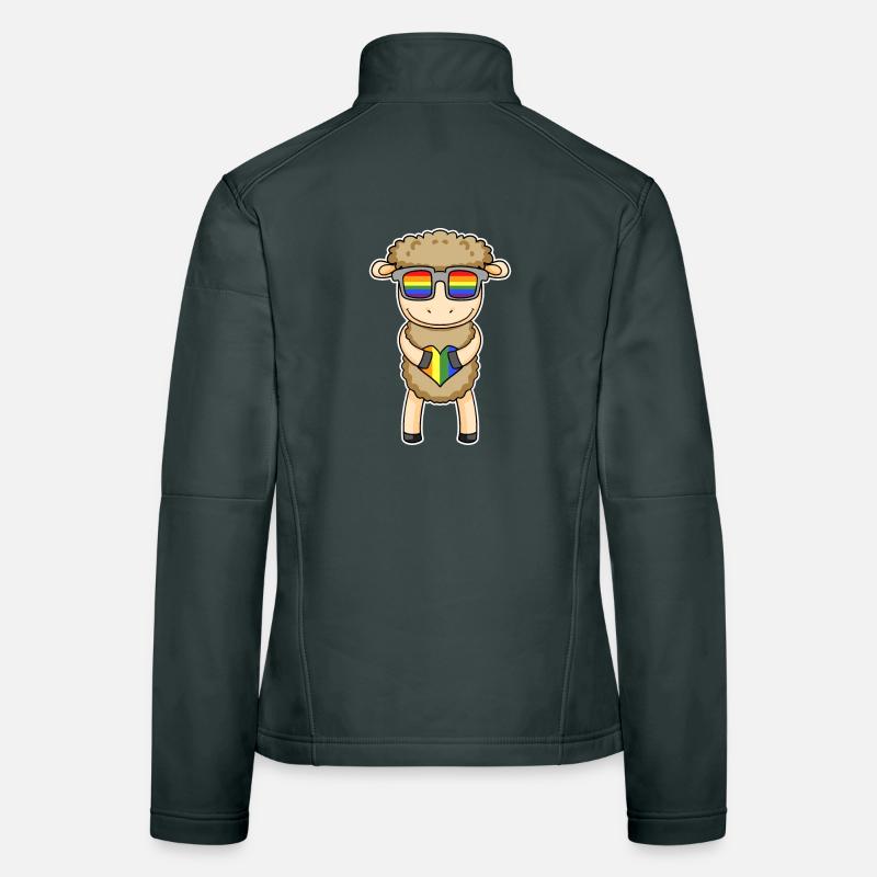 Regenbogen - Schaf mit Brille und Herz Frauen Softshelljacke