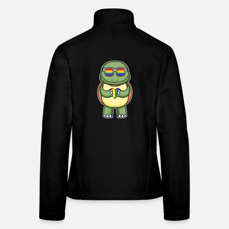 Regenbogen - Schildkröte mit Brille und Herz Frauen Softshelljacke