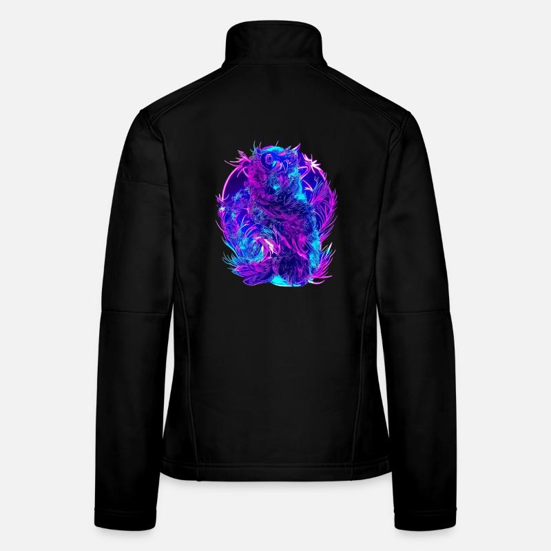 Abstrakte Eulen Neon Synthwave Kunst Frauen Softshelljacke