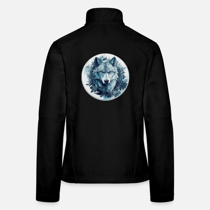 Mystischer Wolf im Mondlicht Frauen Softshelljacke