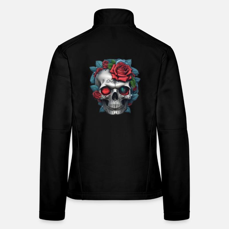 Totenkopf mit Rosen Frauen Softshelljacke
