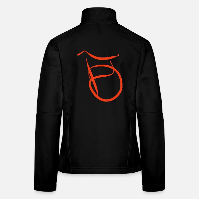 Oranger B auf schwarzem Pullover Frauen Softshelljacke