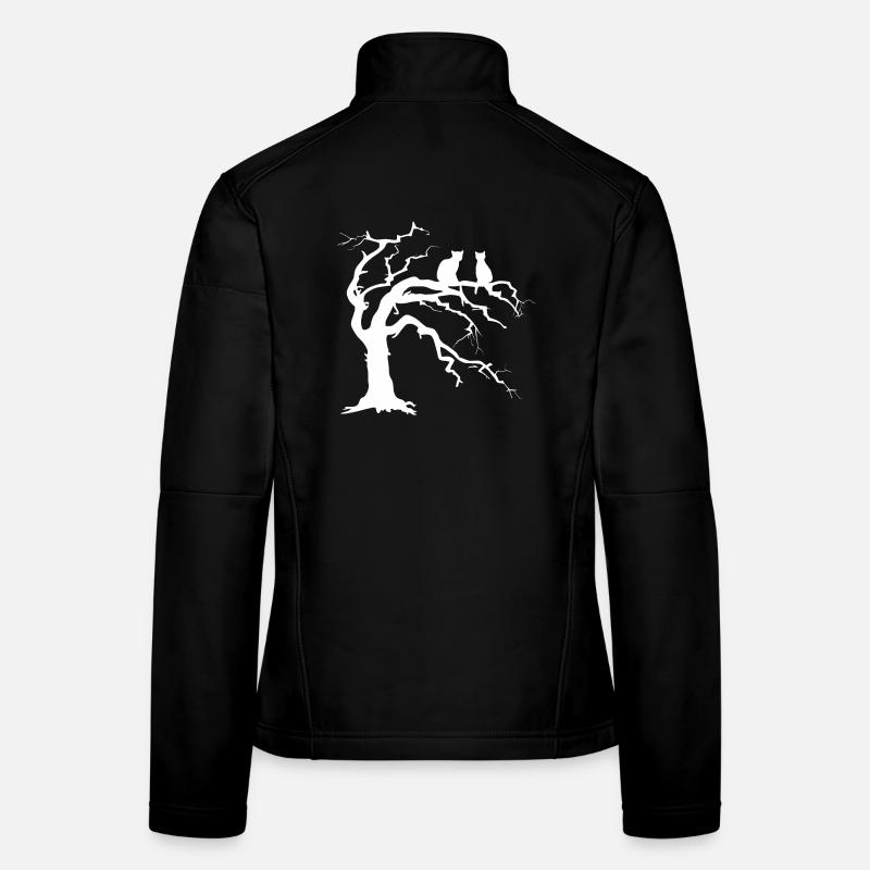 Toter baum mit 2 Katzen Silhouette Frauen Softshelljacke