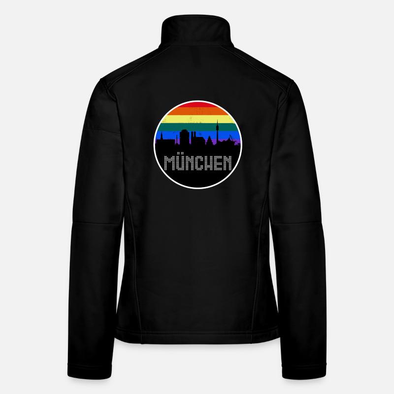 München Skyline Regenbogen Frauen Softshelljacke