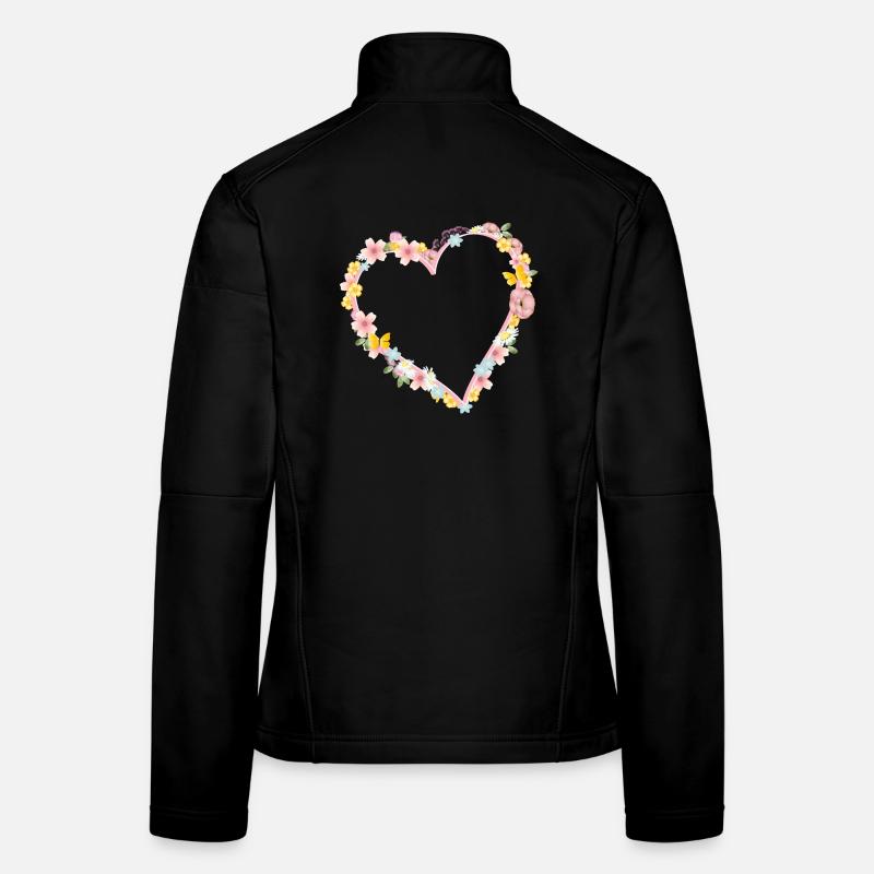 pink heart frame decorated with abundant flowers Women's Softshell Jacket