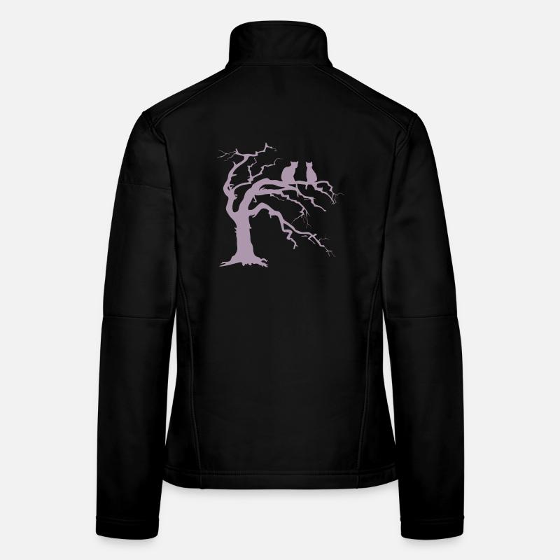 Toter baum mit 2 Katzen Silhouette Frauen Softshelljacke