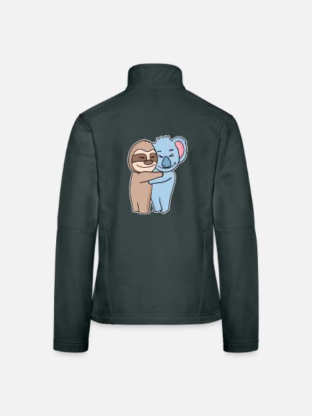 Faultier und Koala umarmen sich - Umarmung - Frauen Softshelljacke - Schwarz - Hinten