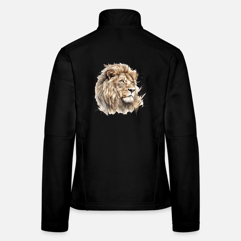 Löwe Portrait Aquarell - Frauen Softshelljacke - Schwarz
