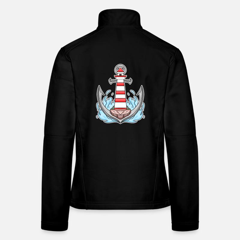 Motif de mélange de phare d’ancrage Veste en tissu softshell Femme