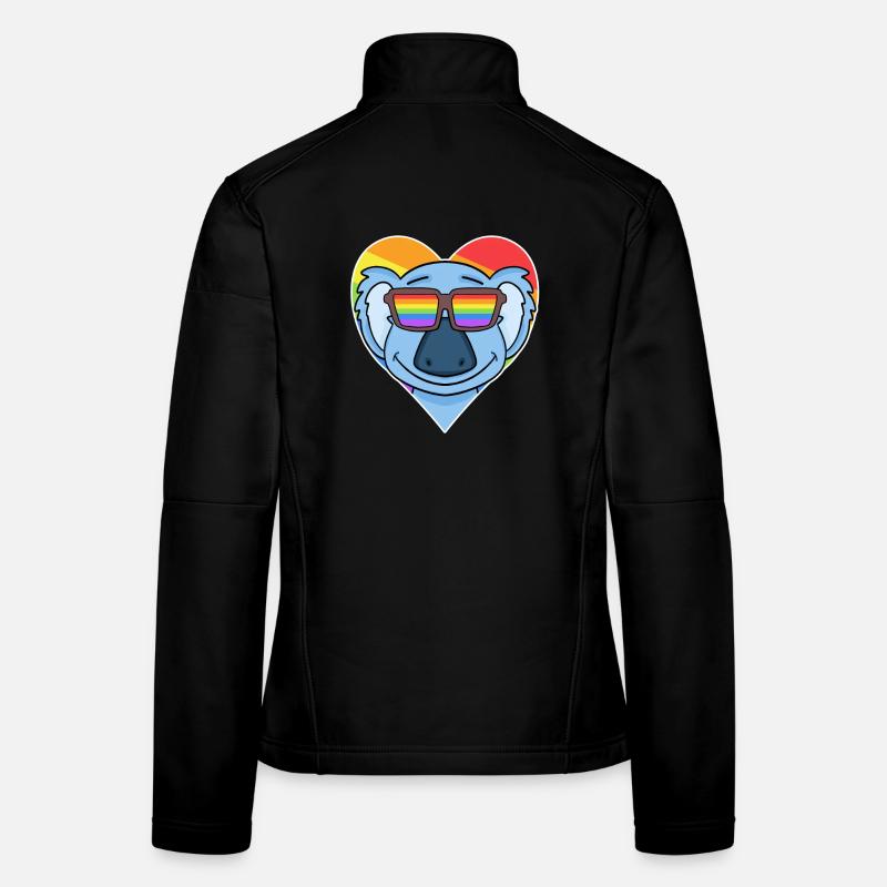 Regenbogen - Koala mit Brille und Herz Frauen Softshelljacke