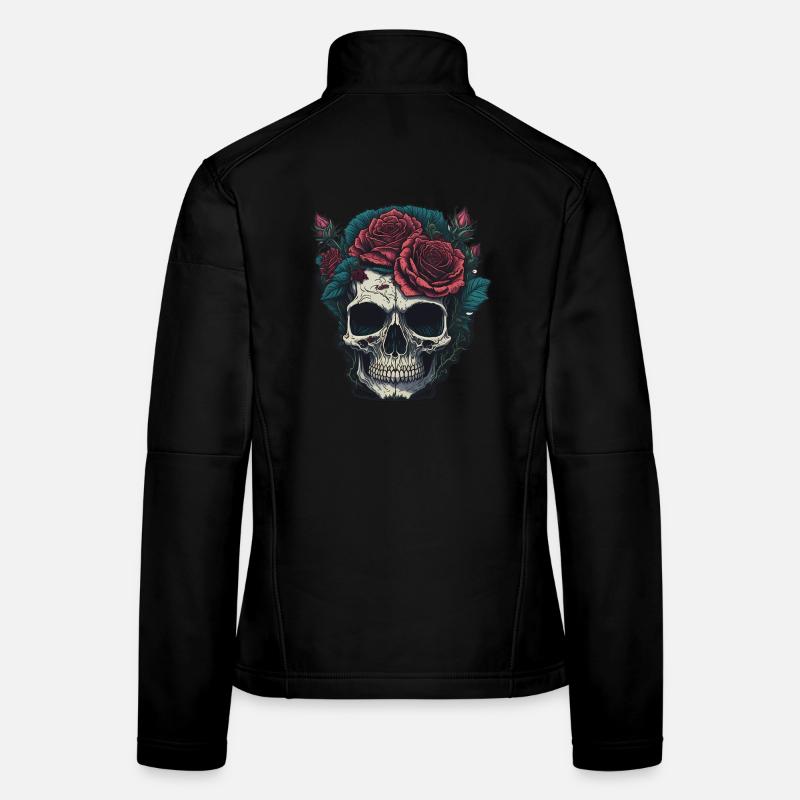 Crâne avec des roses Veste en tissu softshell Femme
