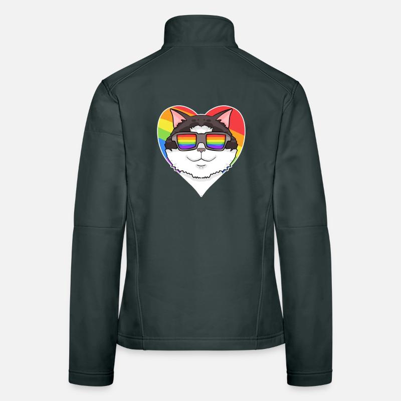 Rainbow - Cat Ragdoll avec lunettes et coeur Veste en tissu softshell Femme