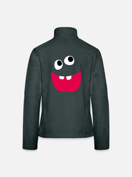 Naughty Monster Laughing Teeth Kids Comic Funny - Women's Softshell Jacket - black - Back