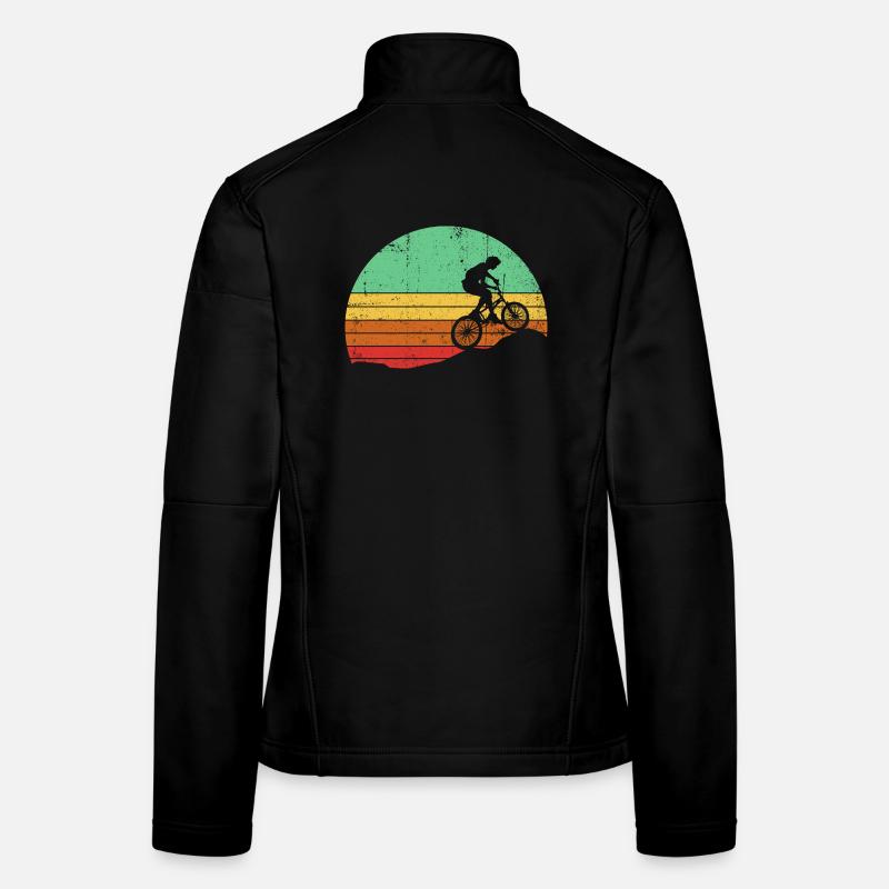 Retro Sunset Cyclist Silhouette Women's Softshell Jacket