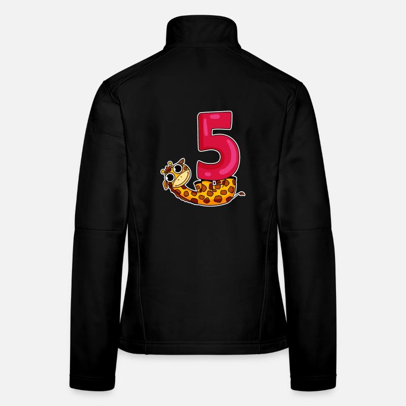 5 Motif d’anniversaire Girafe - Cinq ans Veste en tissu softshell Femme