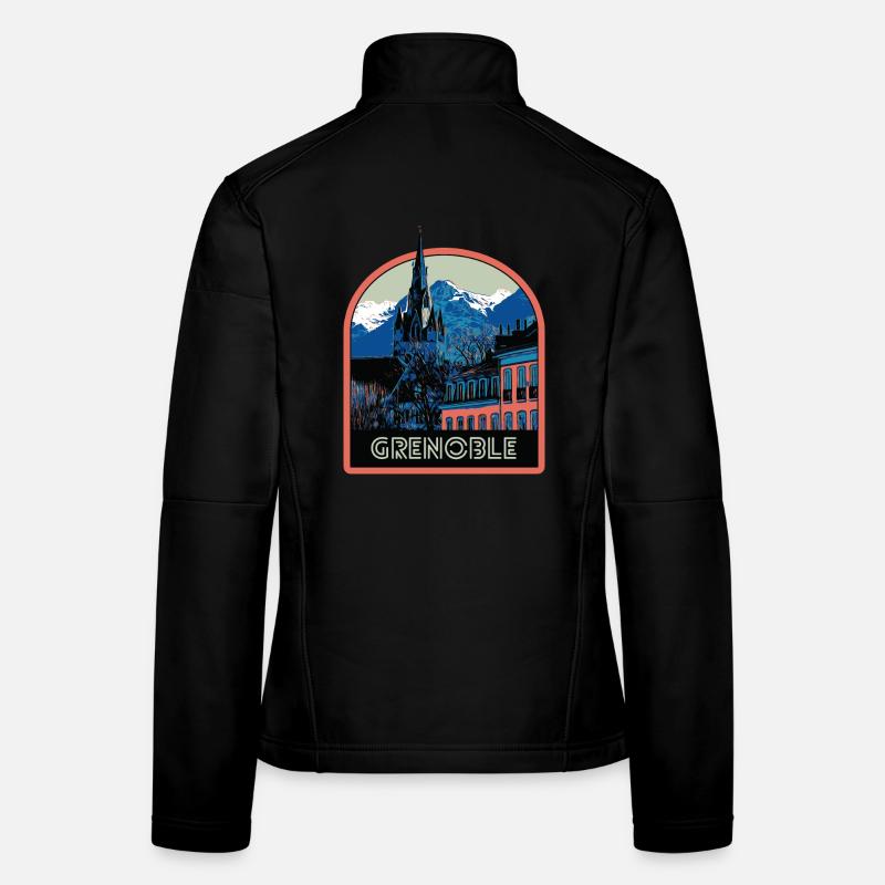 Illustration vue emblématique de Grenoble Veste en tissu softshell Femme