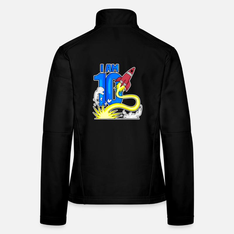 10 Birthday Boy Astronaut Rocket - Ten Years Women's Softshell Jacket