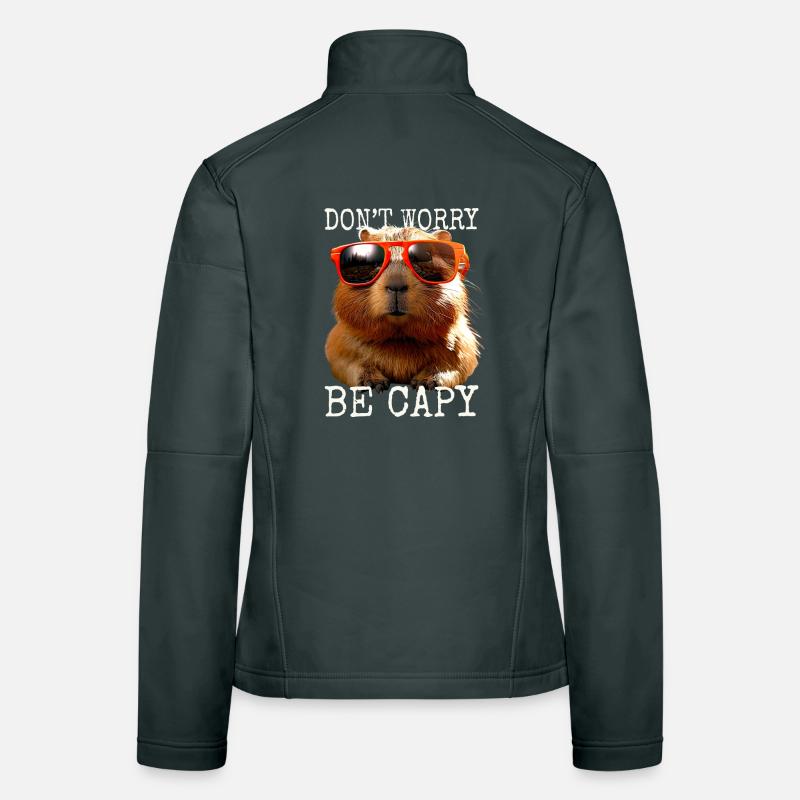 Capybara Dont Worry Be Capy Capybara Rodent Women's Softshell Jacket