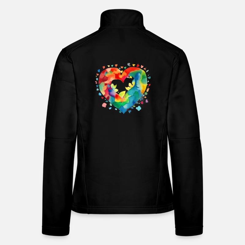 Herz - Frauen Softshelljacke - Schwarz