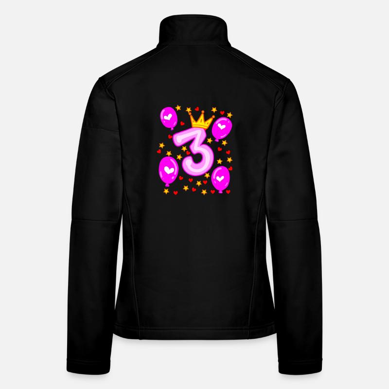 3. Geburtstag Mädchen Luftballons Krone Sterne Frauen Softshelljacke