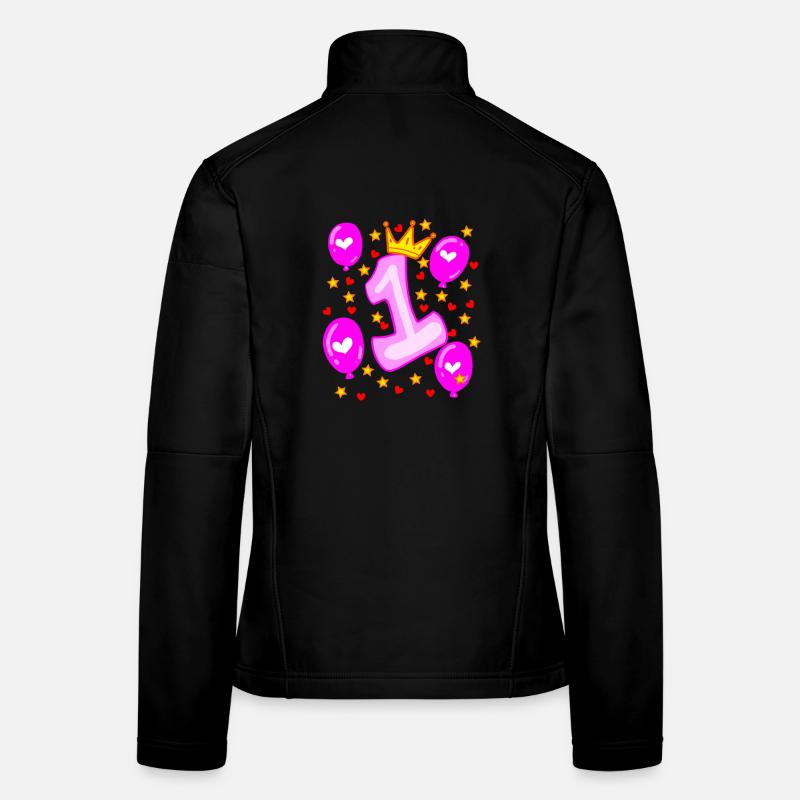 1. Geburtstag Mädchen Luftballons Krone Sterne Frauen Softshelljacke