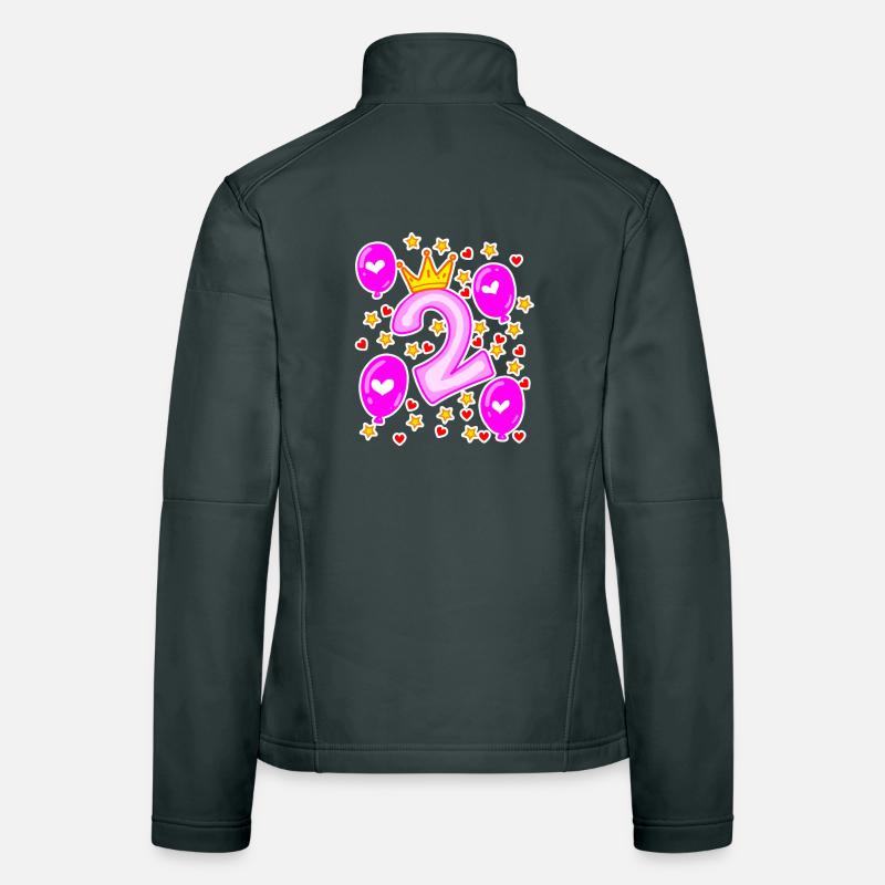 2. Geburtstag Mädchen Luftballons Krone Sterne Frauen Softshelljacke