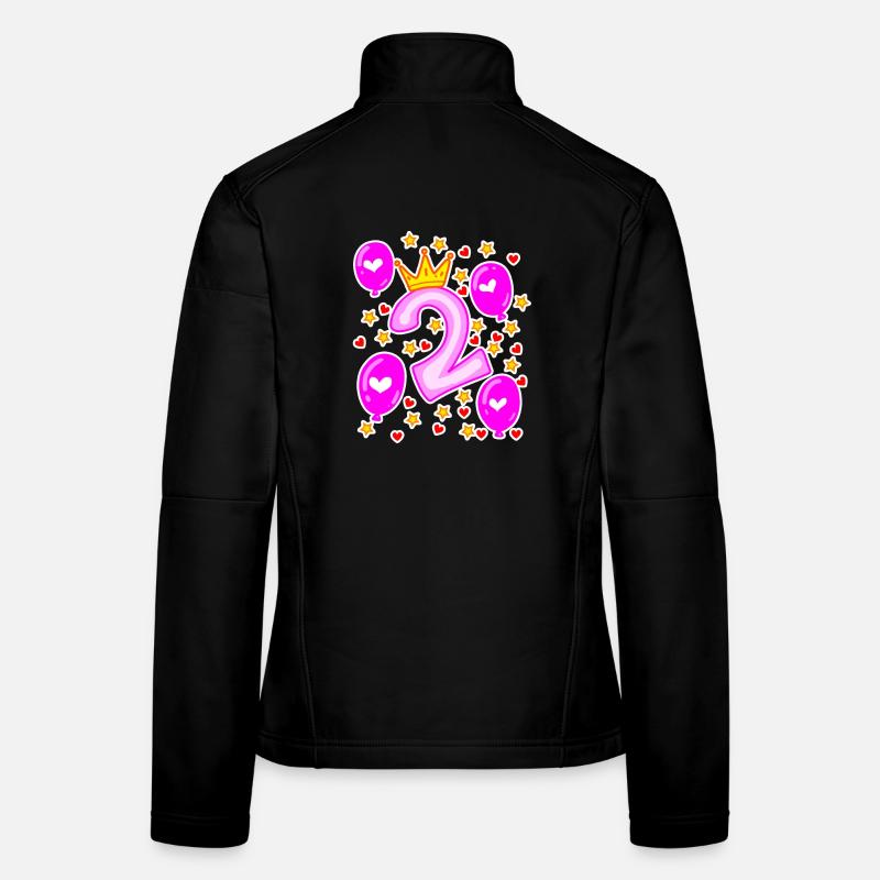 2. Geburtstag Mädchen Luftballons Krone Sterne Frauen Softshelljacke