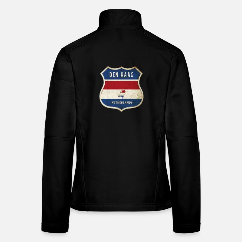Den Haag Niederlande Flaggen Wappen Design - Frauen Softshelljacke - Schwarz