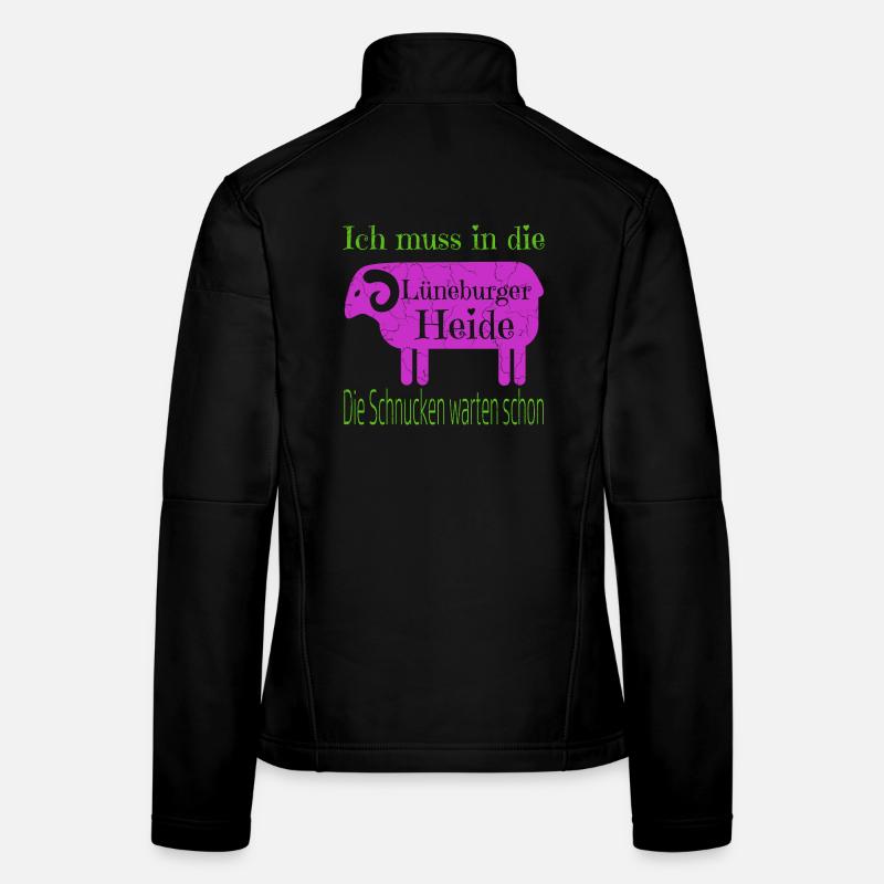 Lüneburger Heide Motiv mit Heidschnucke - Frauen Softshelljacke - Schwarz