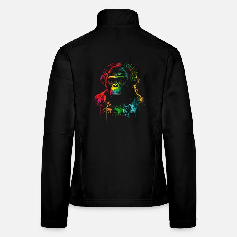 Rainbow Gorilla Headphones Women's Softshell Jacket
