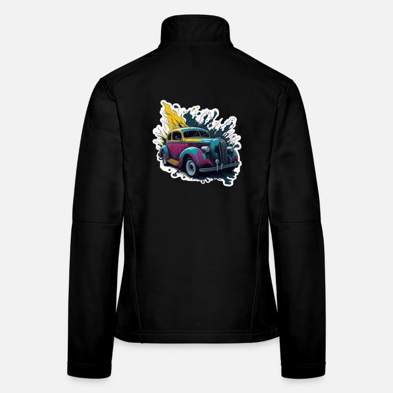 Colored vintage car splash - Women's Softshell Jacket - black