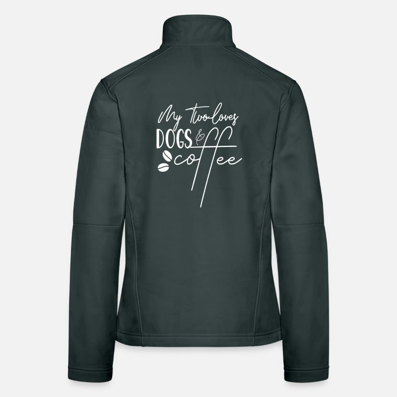 Mes deux amours les chiens et le café Veste en tissu softshell Femme