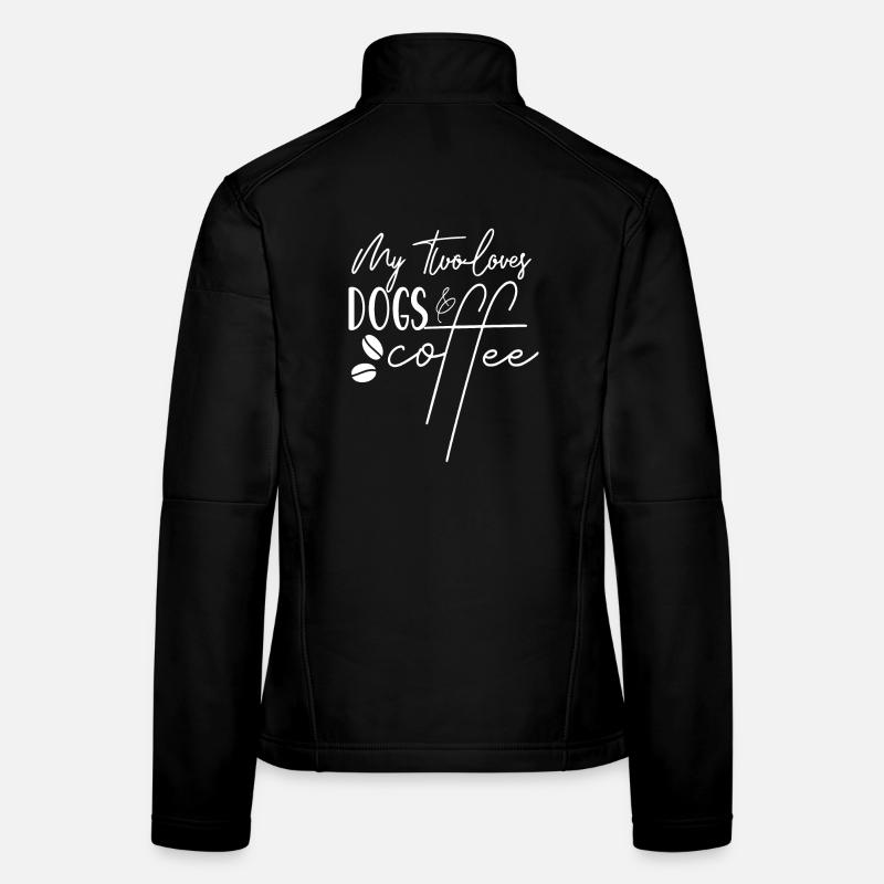 Mes deux amours les chiens et le café Veste en tissu softshell Femme