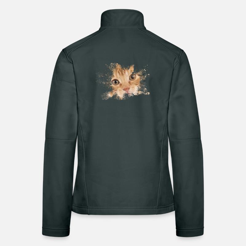 Chat orange avec éclaboussure d’aquarelle Veste en tissu softshell Femme