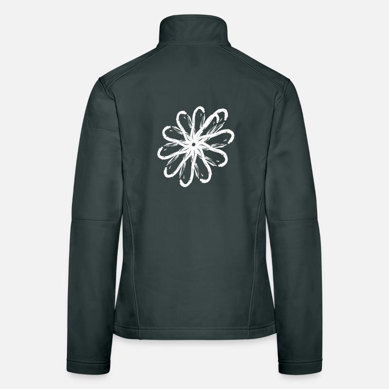 Motif effet bordure fleur blanche Veste en tissu softshell Femme