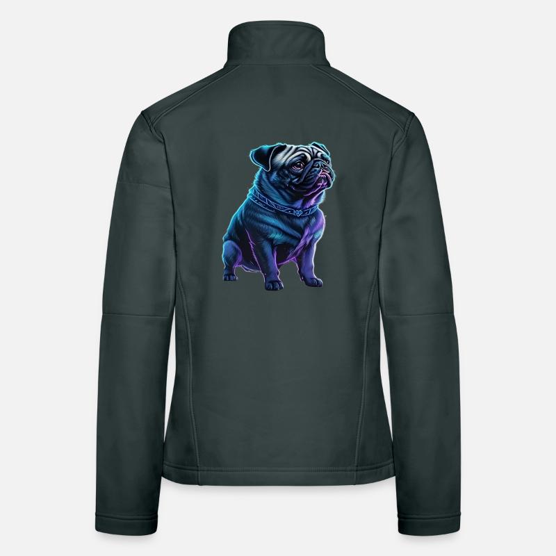 Futuristic Neon Pug Women's Softshell Jacket