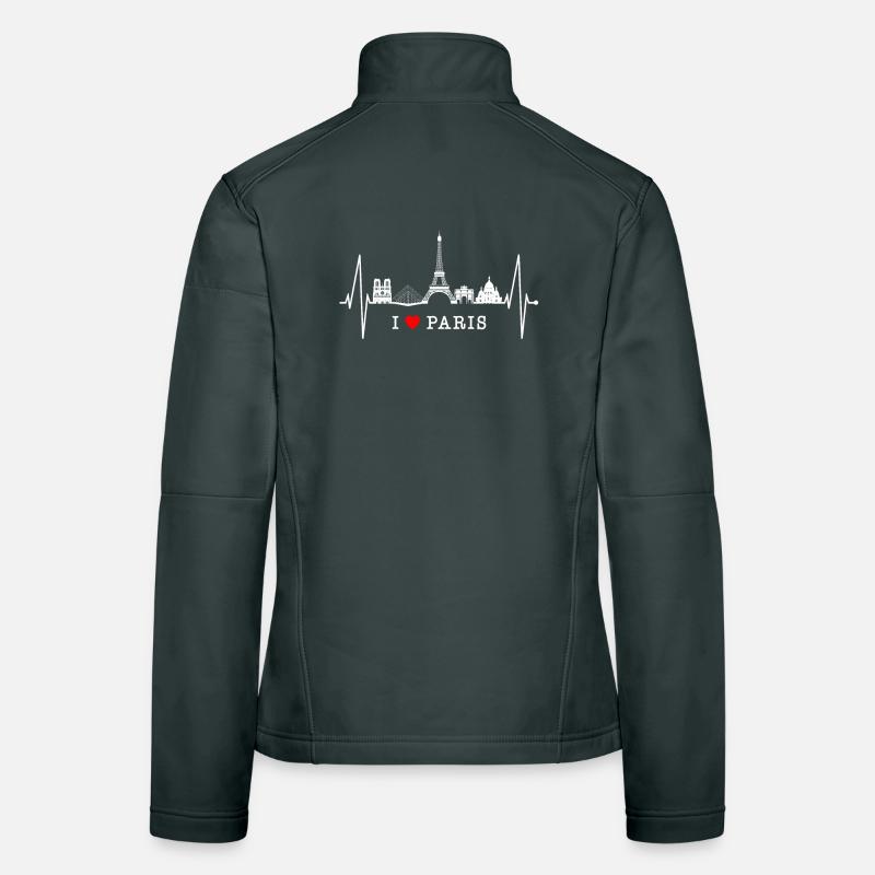 Paris Skyline Herzschlag Eiffelturm Frankreich Frauen Softshelljacke