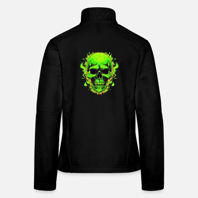 Neon Flames Skull Design Women's Softshell Jacket