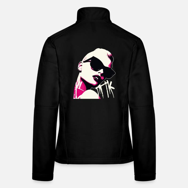 Pop Art Woman with Sunglasses Design - Women's Softshell Jacket - black