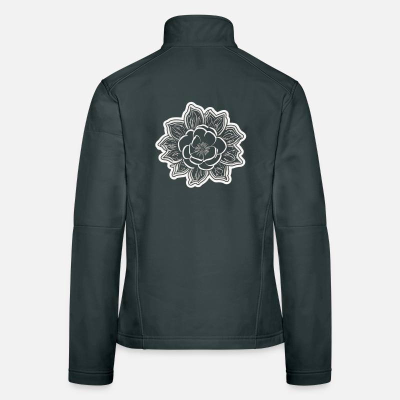 La beauté et le charme d’une fleur monochrome Veste en tissu softshell Femme