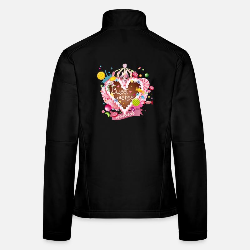 Lebkuchenherz mit Zuckerguß Wünsche und Krone - Frauen Softshelljacke - Schwarz