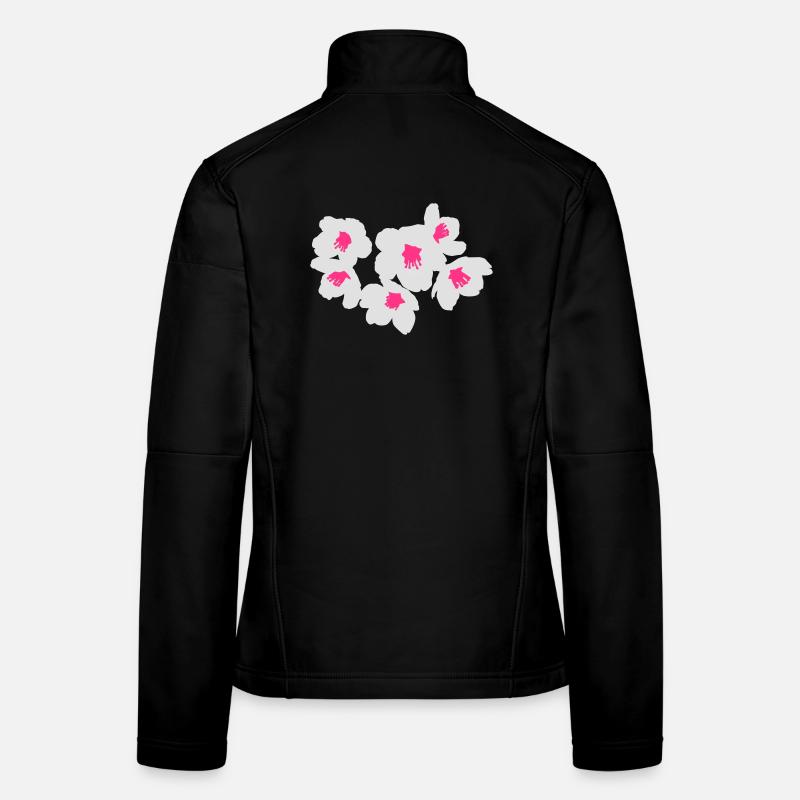Artistic white and pink cherry blossoms Women's Softshell Jacket