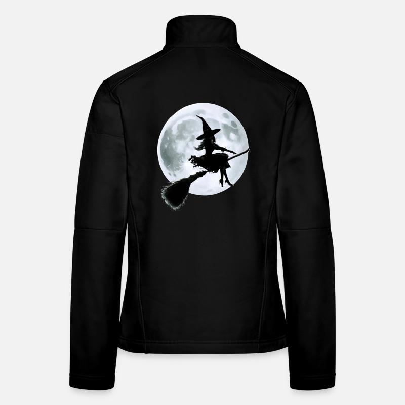 Hexe auf einem Besen - Frauen Softshelljacke - Schwarz